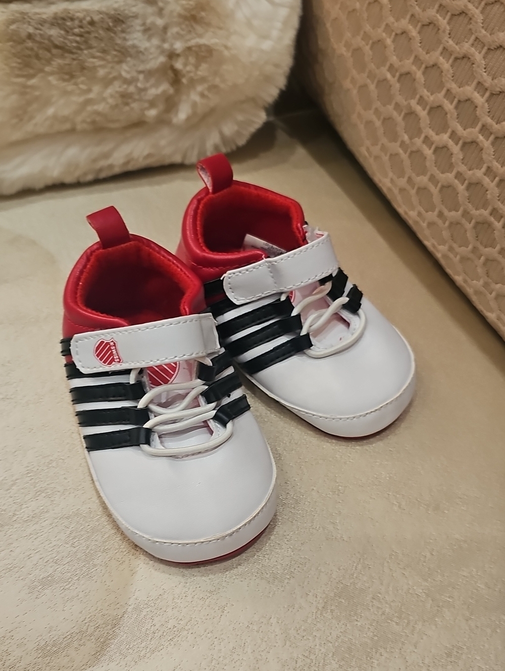 K-Swiss White, Red and Black Toddler Velcro Sneakers